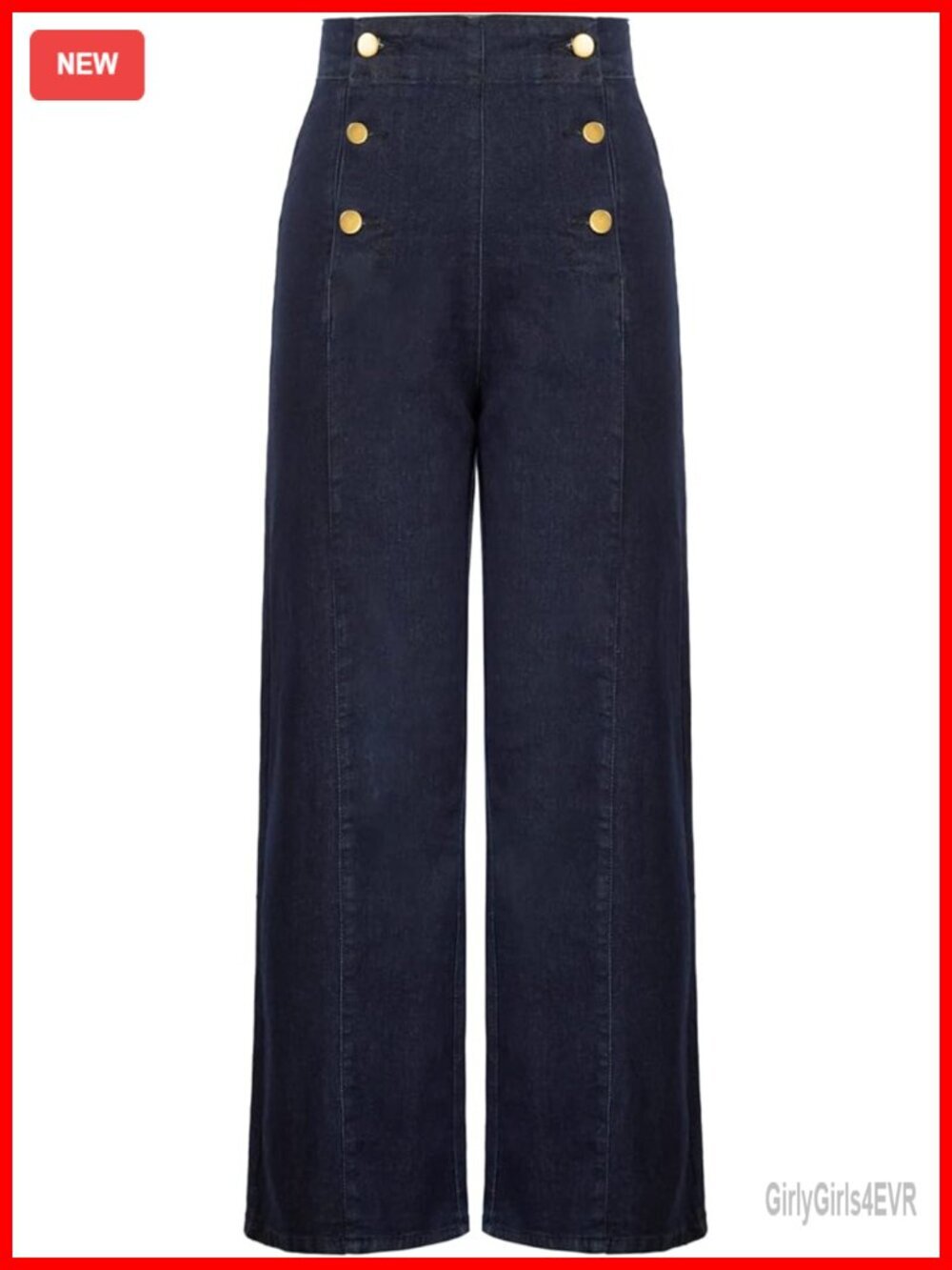 High Waisted Wide Leg Jeans Stretchy Denim Button Decorated Pockets